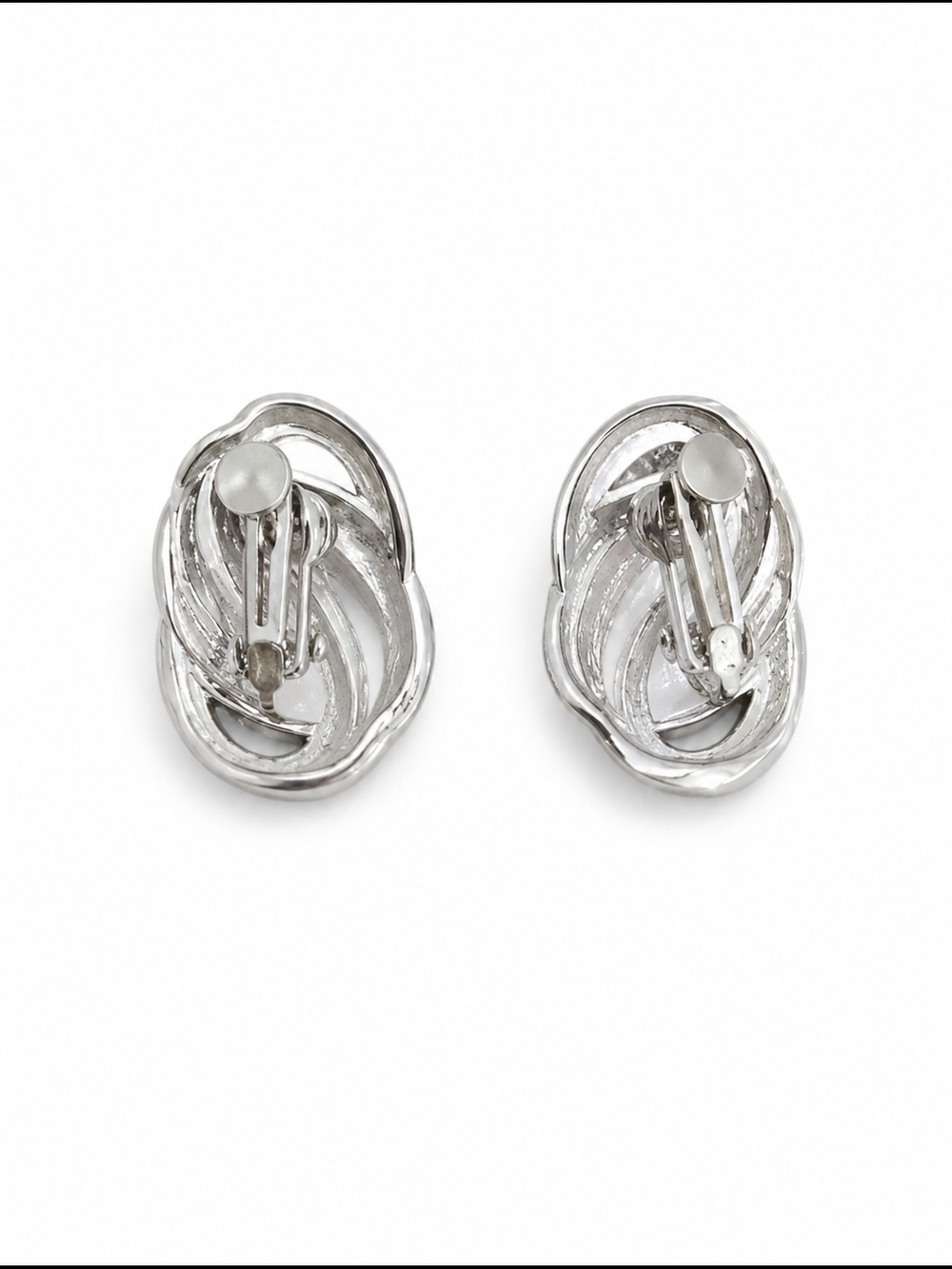 Classic Twisted Knot Silver Clip-On Earrings - Picture 2 of 5